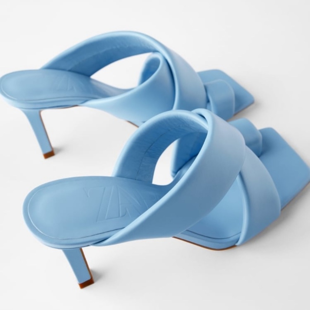 NWT Zara padded heel leather sandals - Picture 6 of 16